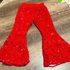 Red sequin bell bottoms
